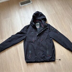 Men's Black Hooded Jacket in good condition